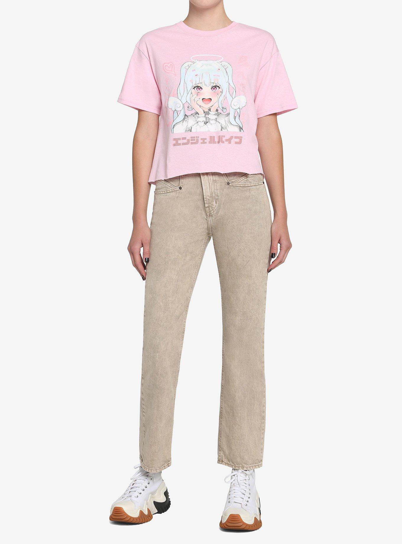 Angel Anime Girl Crop Girls T-Shirt, MULTI, alternate