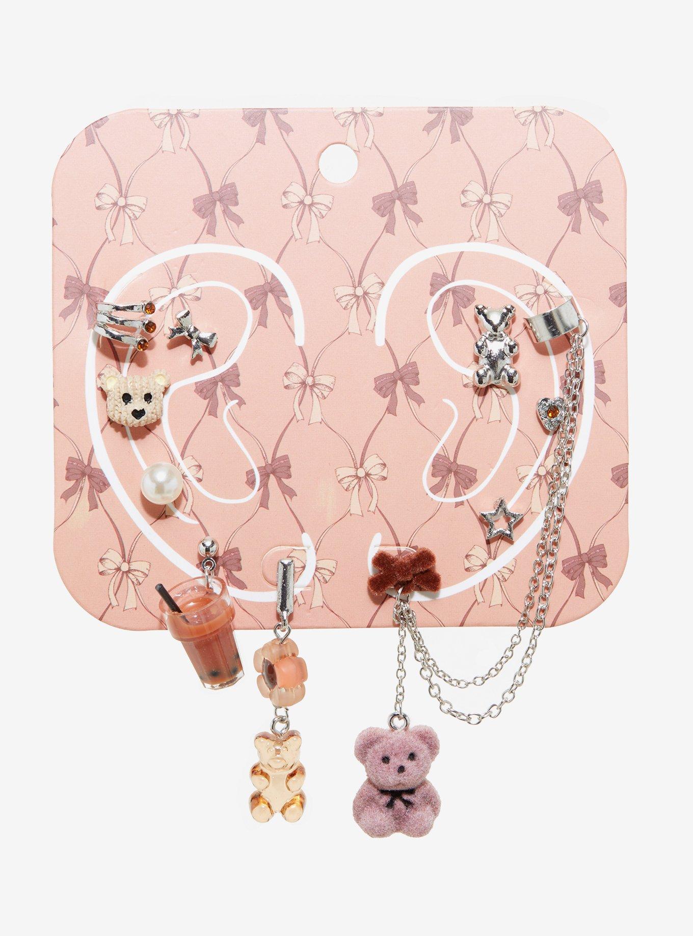 Bear Boba Mismatch Cuff Earring Set, , alternate
