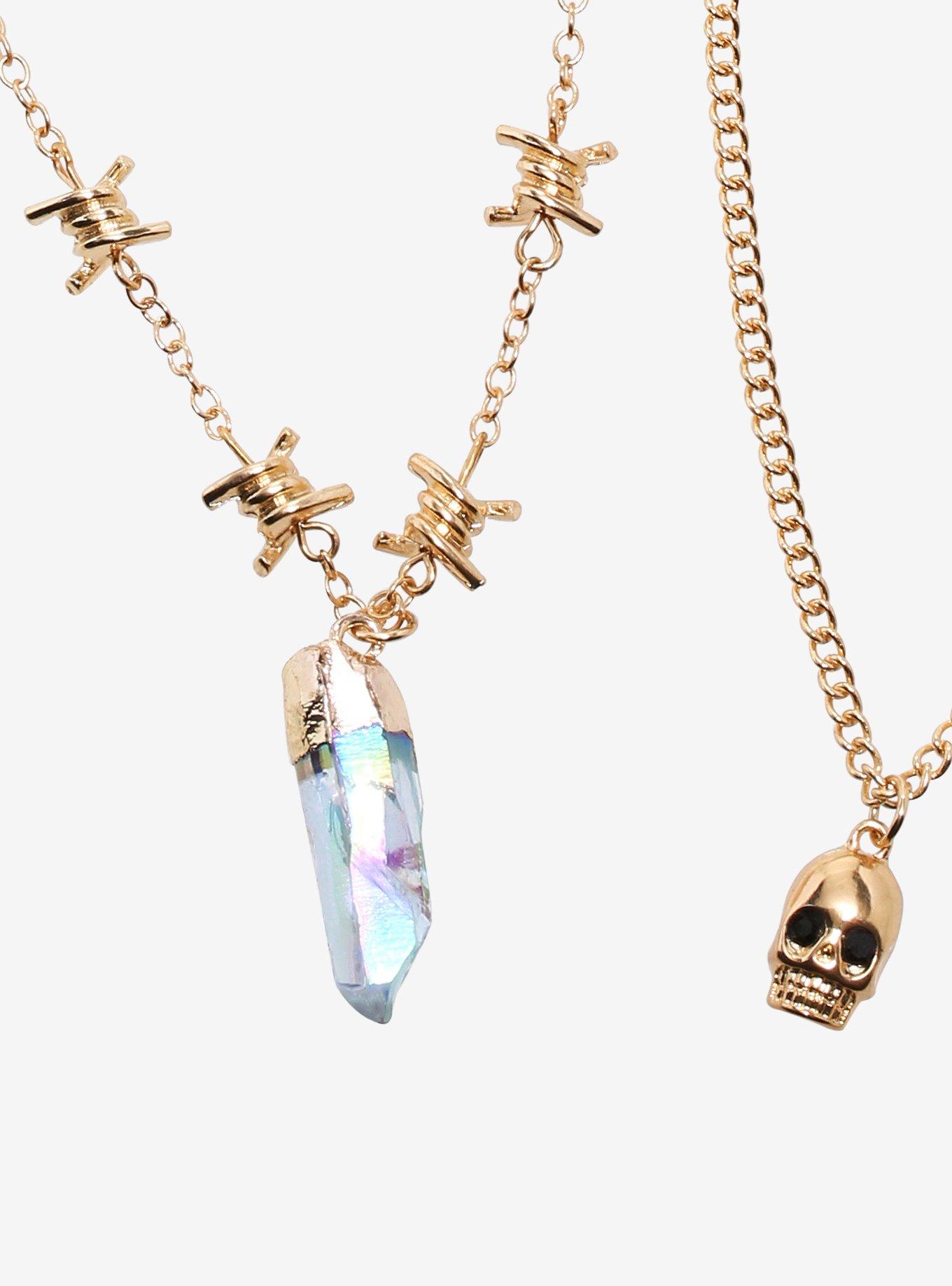 Barbed Wire Skull Opalescent Necklace Set, , alternate