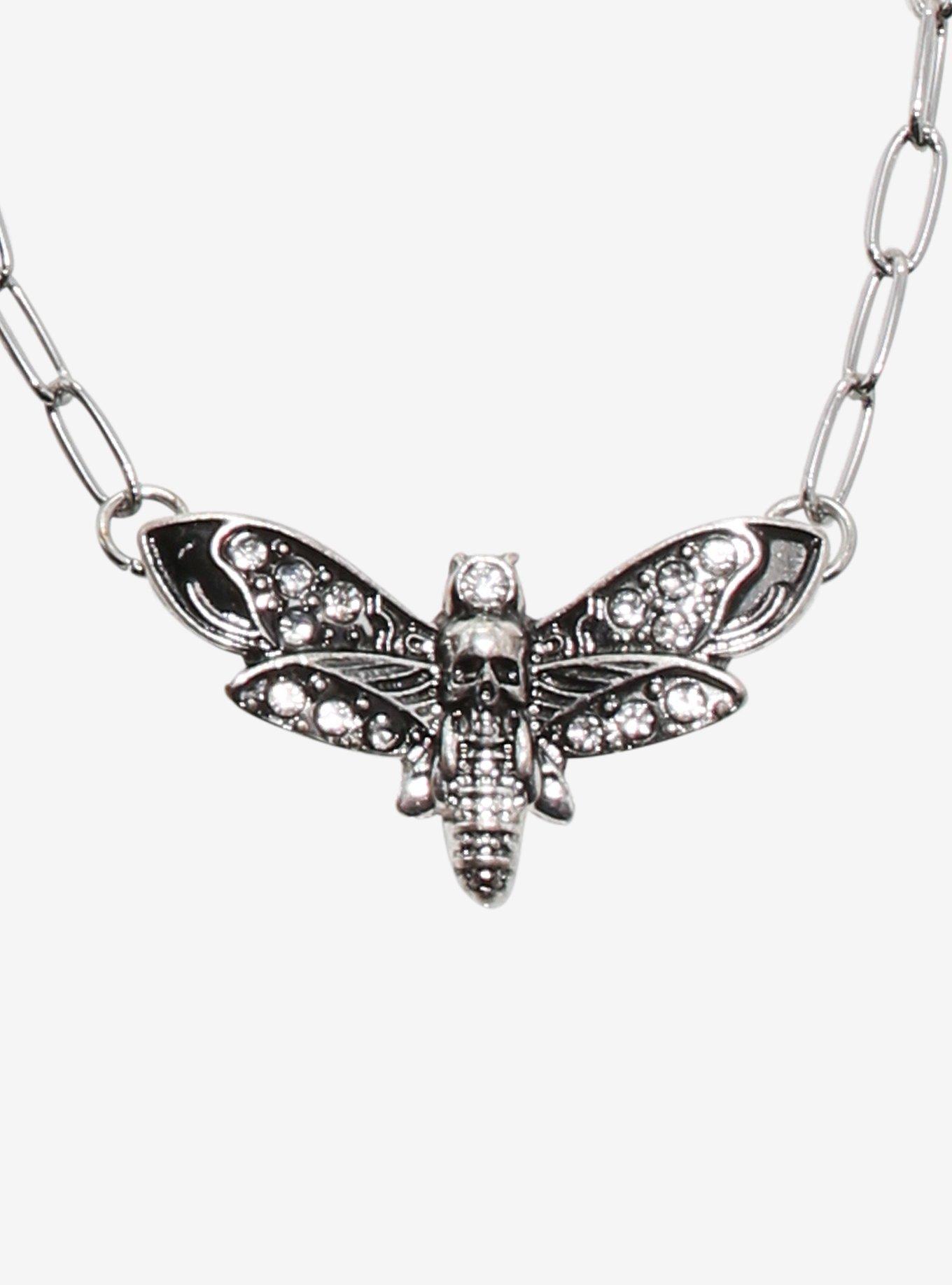 Colorful Stone Capsule Death Moth Teeth Necklace Set, , alternate