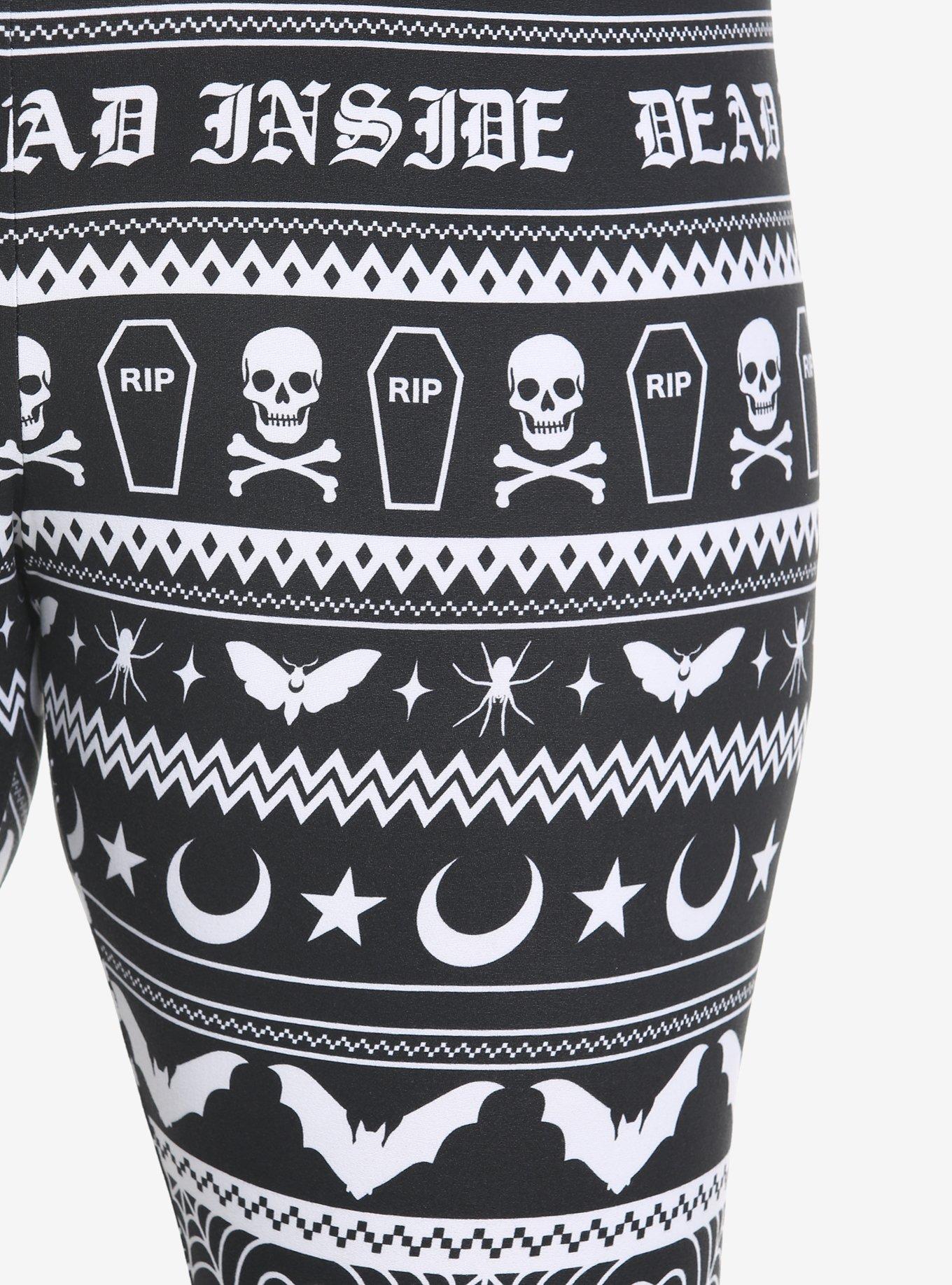Goth Fair Isle Leggings Plus Size, BLACK, alternate