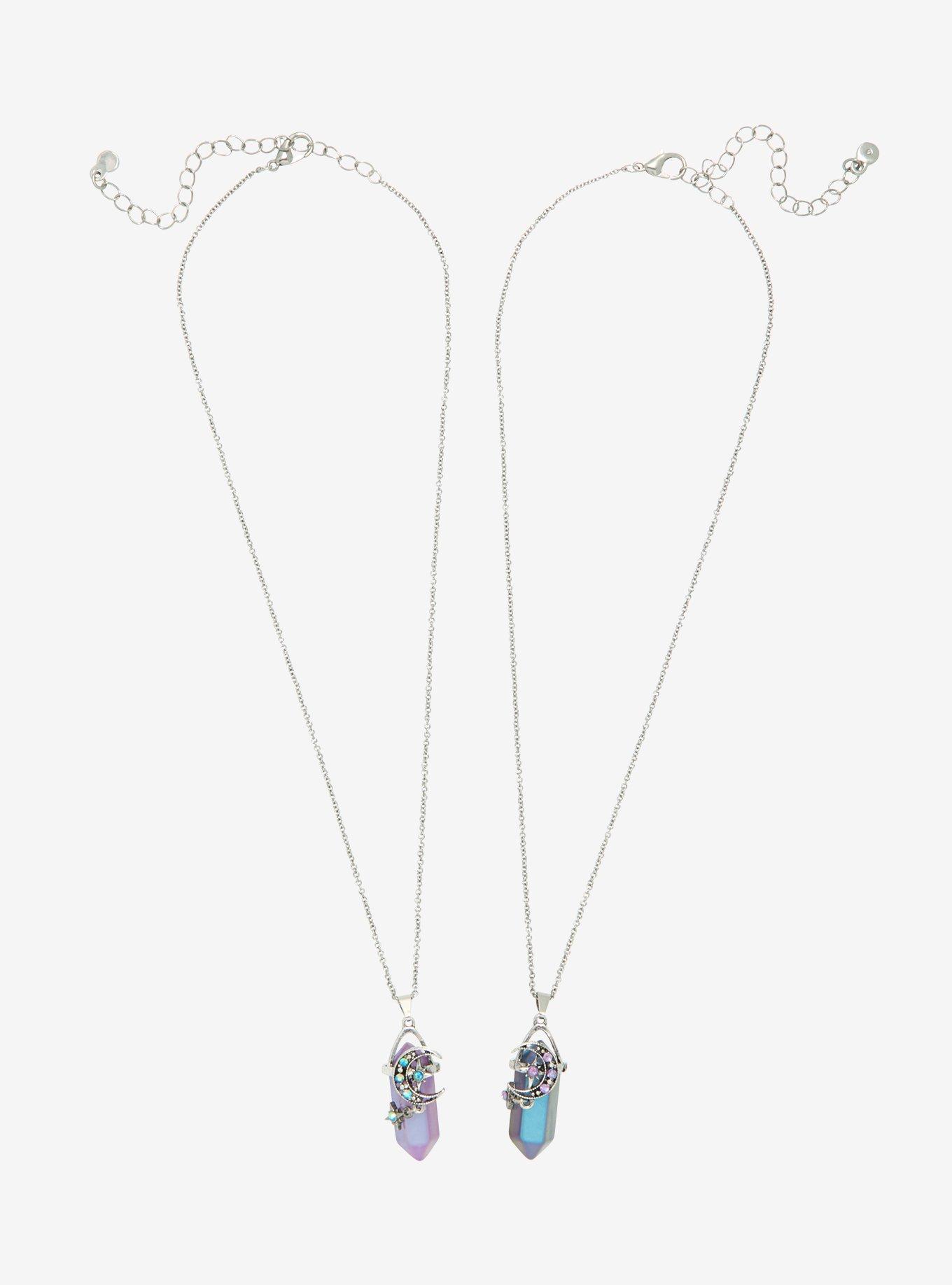 Dark Opalescent Celestial Crystal Best Friend Necklace Set, , alternate