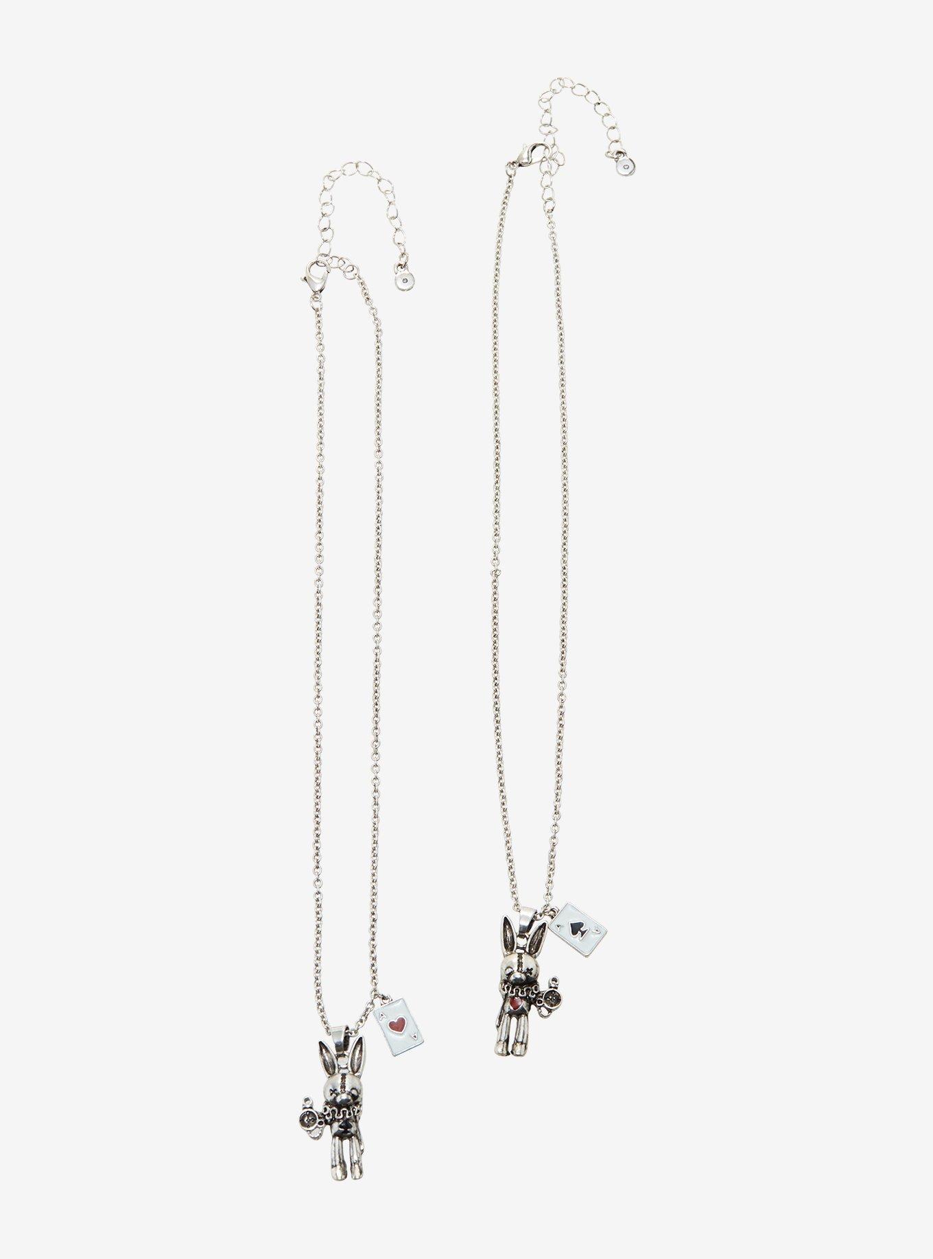 Rabbit Playing Card Best Friend Necklace Set, , alternate