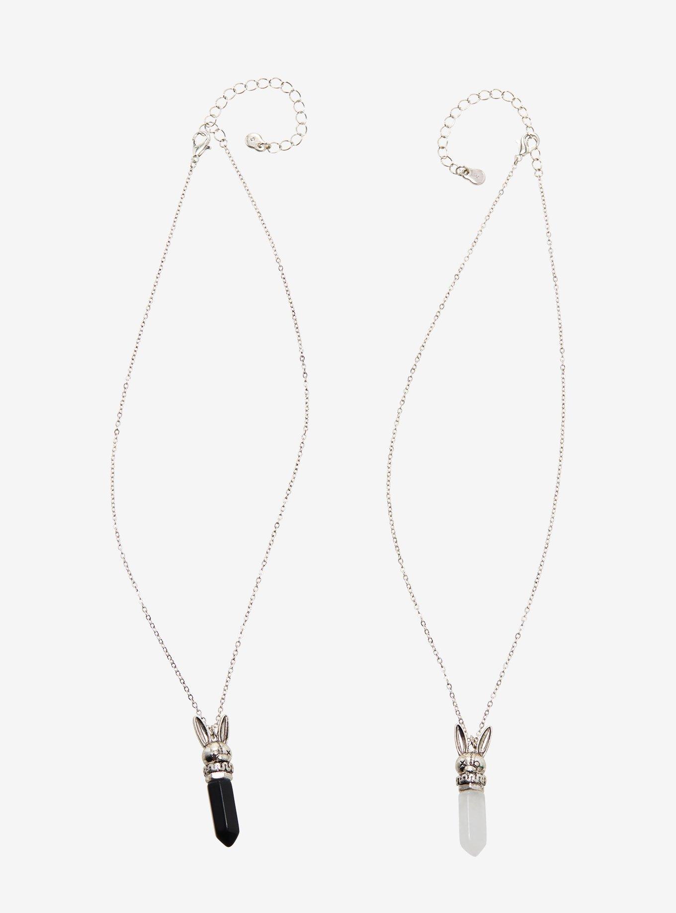 Black & White Crystal Rabbit Best Friend Necklace Set, , hi-res