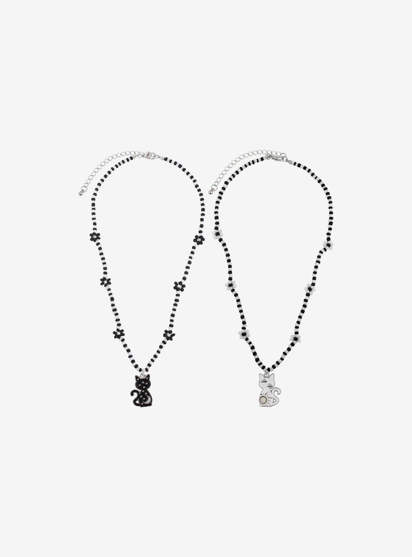 Cat Yin-Yang Beaded Best Friend Necklace Set, , alternate