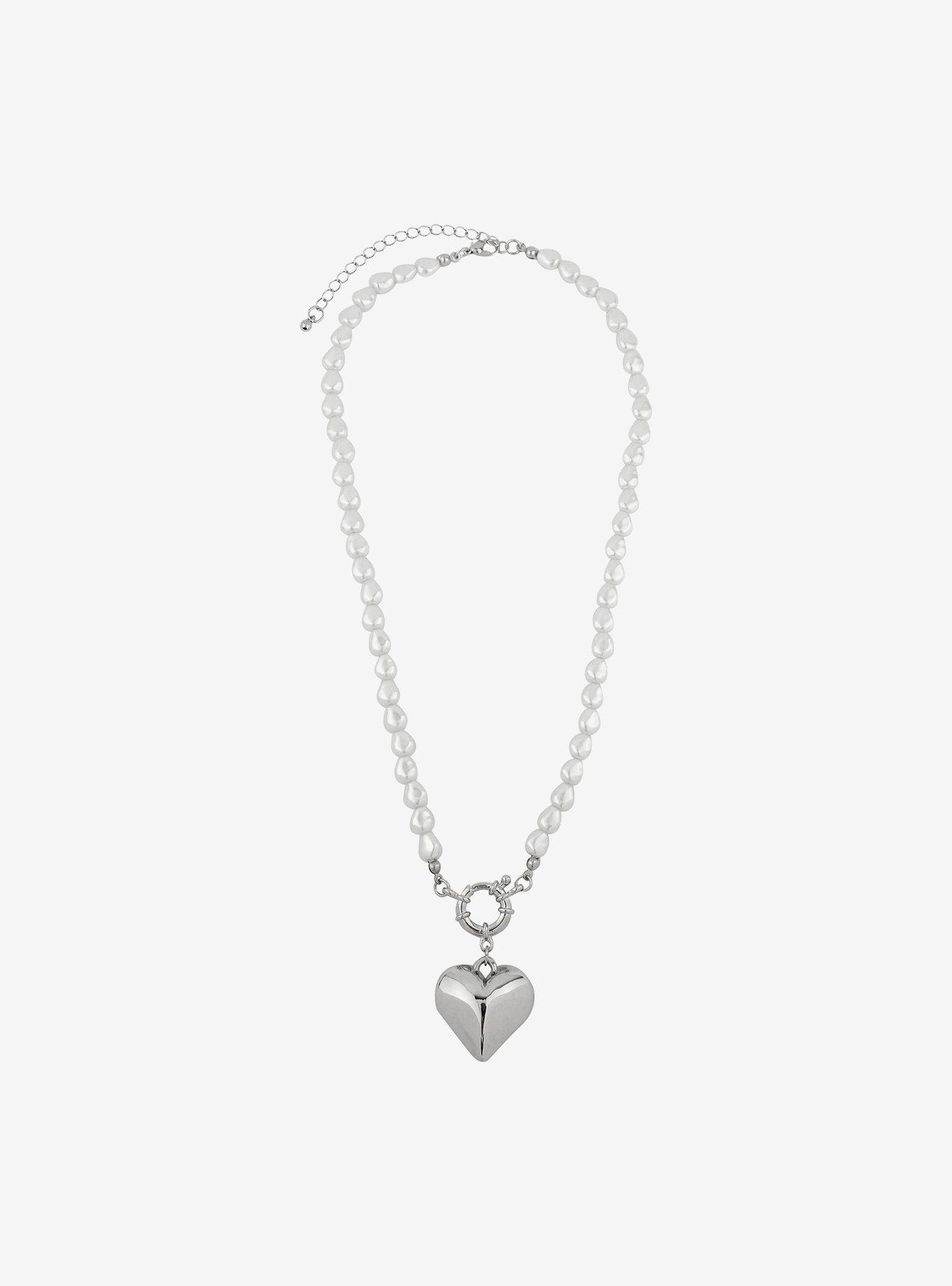 Pearl Heart Locket Necklace, , alternate