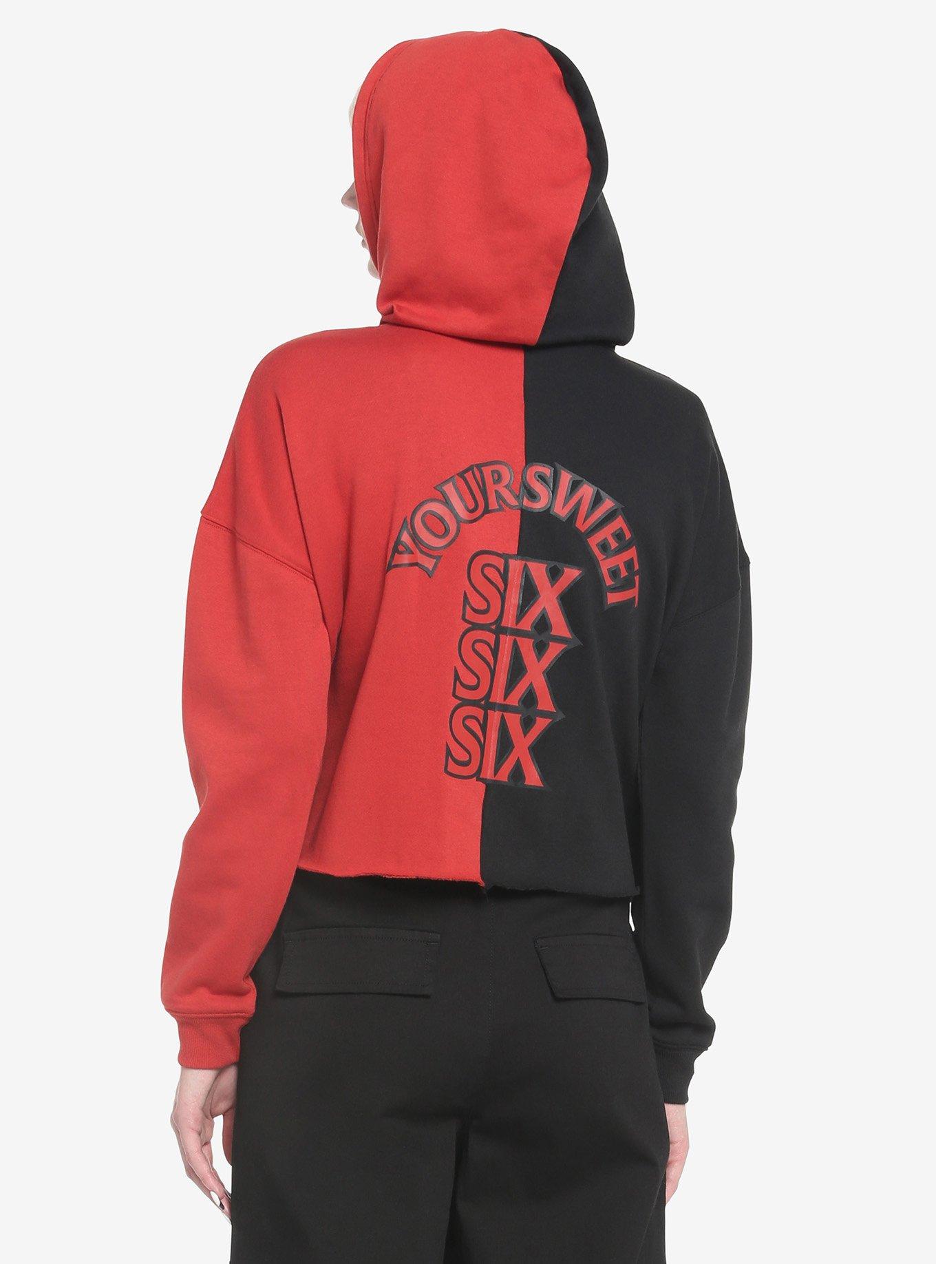 HIM Heartagram Split Crop Girls Hoodie, MULTI, alternate
