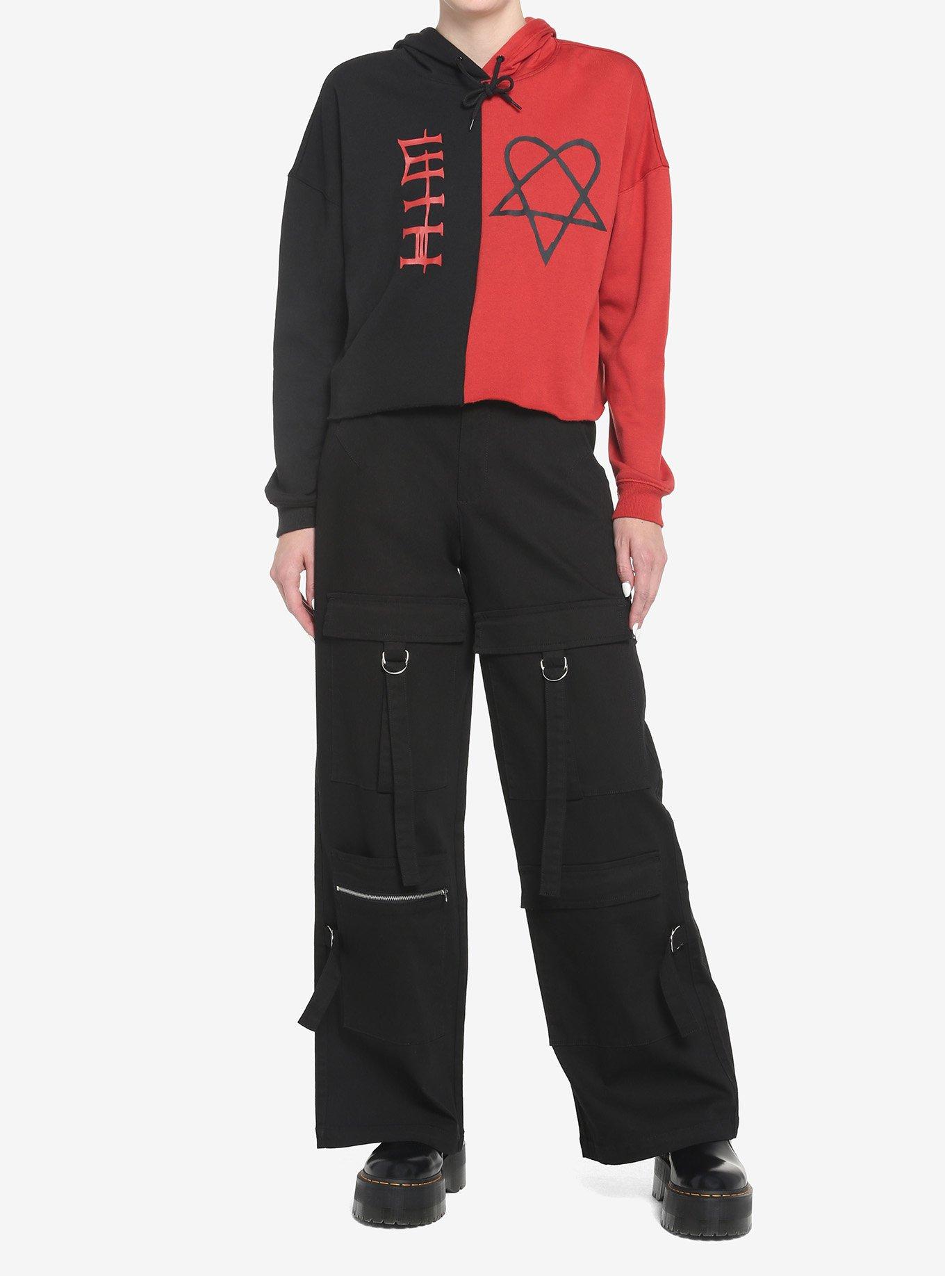 HIM Heartagram Split Crop Girls Hoodie, MULTI, alternate