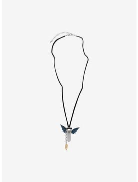 Crystal Wings Tooth Charm Cord Necklace, , hi-res
