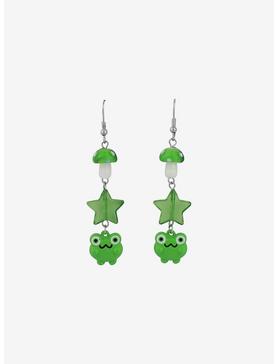 Green Mushroom Star Frog Earrings, , hi-res