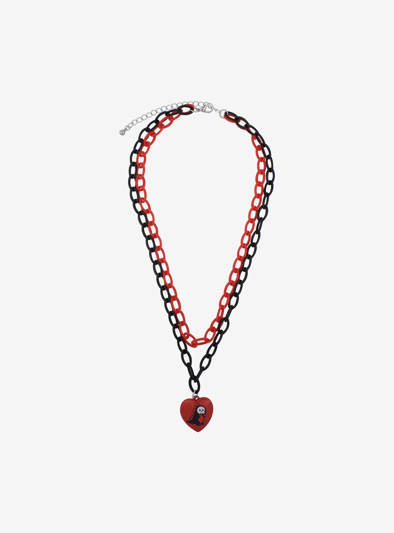 Rawr XD Black & Red Chain Dinosaur Necklace, , alternate