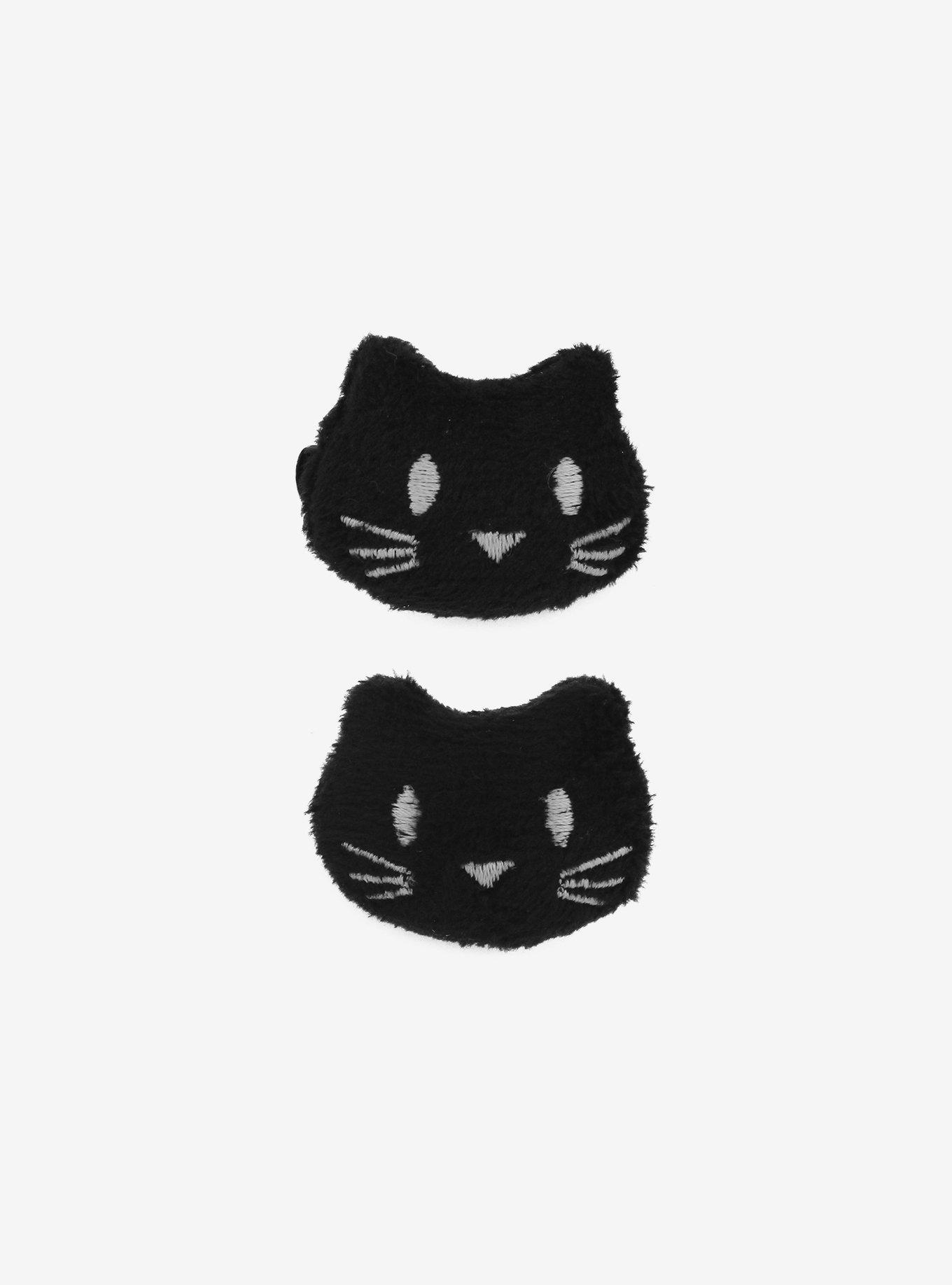 Black Puffy Cat Clip Set, , alternate
