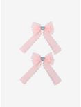 Pink Lace Heart Gem Hair Bow Set, , alternate