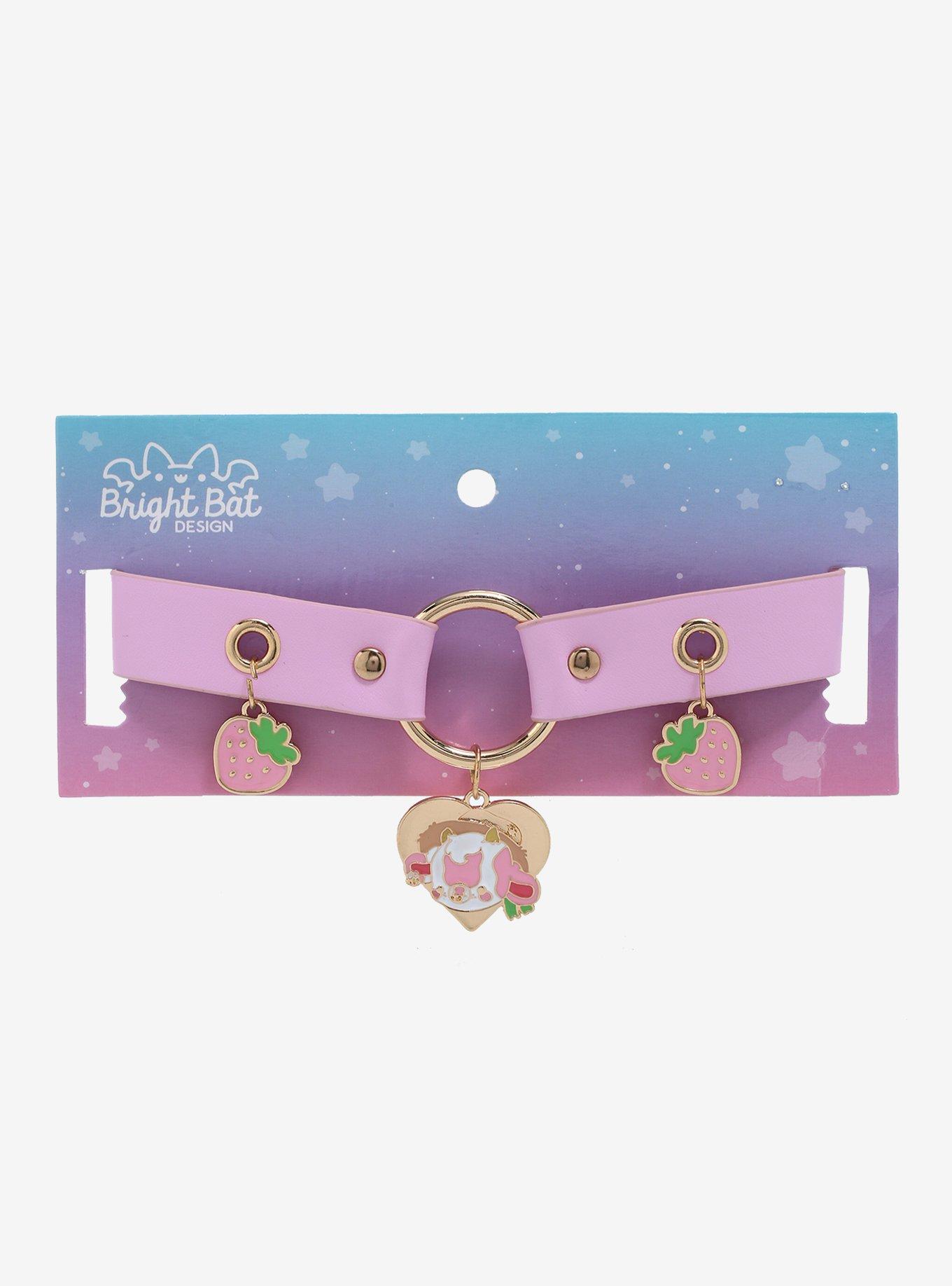 Pink Strawberry Cow Choker By Bright Bat Design, , alternate