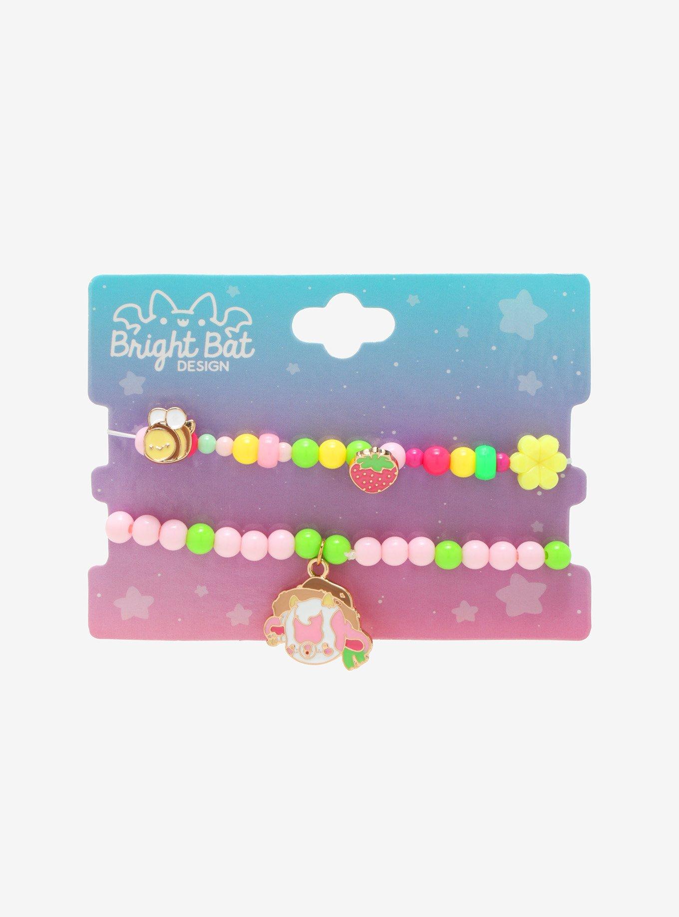 Strawberry Cow Bee Beaded Bracelet Set By Bright Bat Design, , alternate
