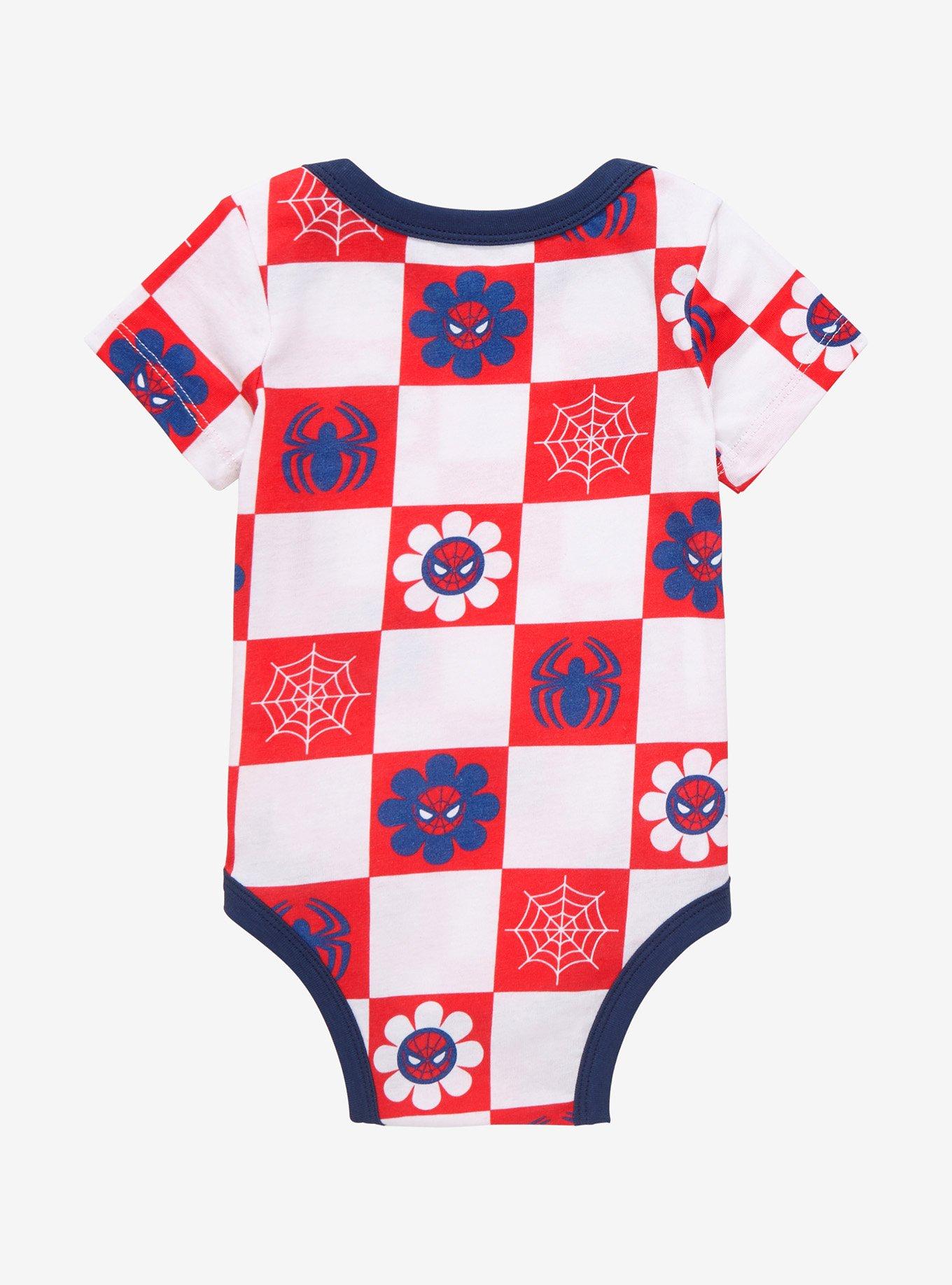 Marvel Spider-Man Retro Checkered Infant One-Piece - BoxLunch Exclusive , CHECKERED, alternate