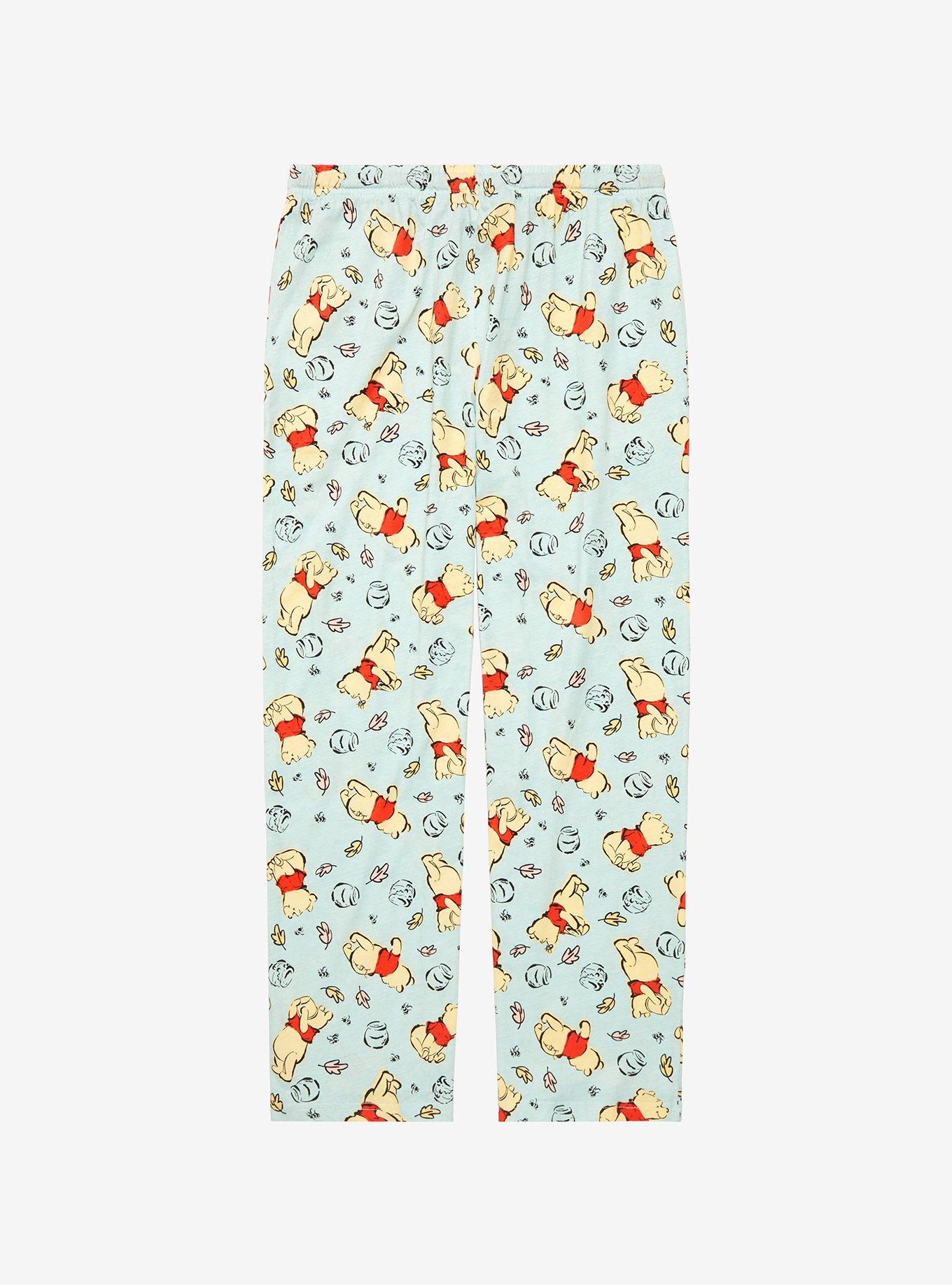 Disney Winnie the Pooh Sketch Art Leaves Allover Print Sleep Pant - BoxLunch Exclusive, BLUE, alternate