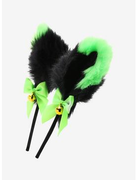 Neon Green & Black Tip Cat Ear Headband, , hi-res