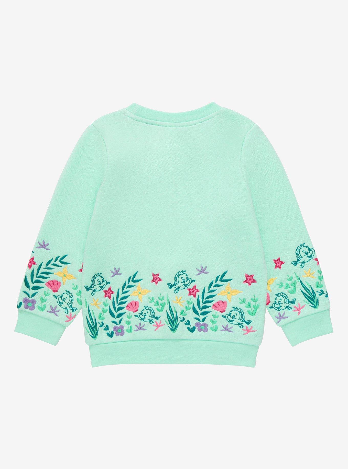 Disney The Little Mermaid Flounder Floral Toddler Crewneck - BoxLunch Exclusive, SEAFOAM, alternate