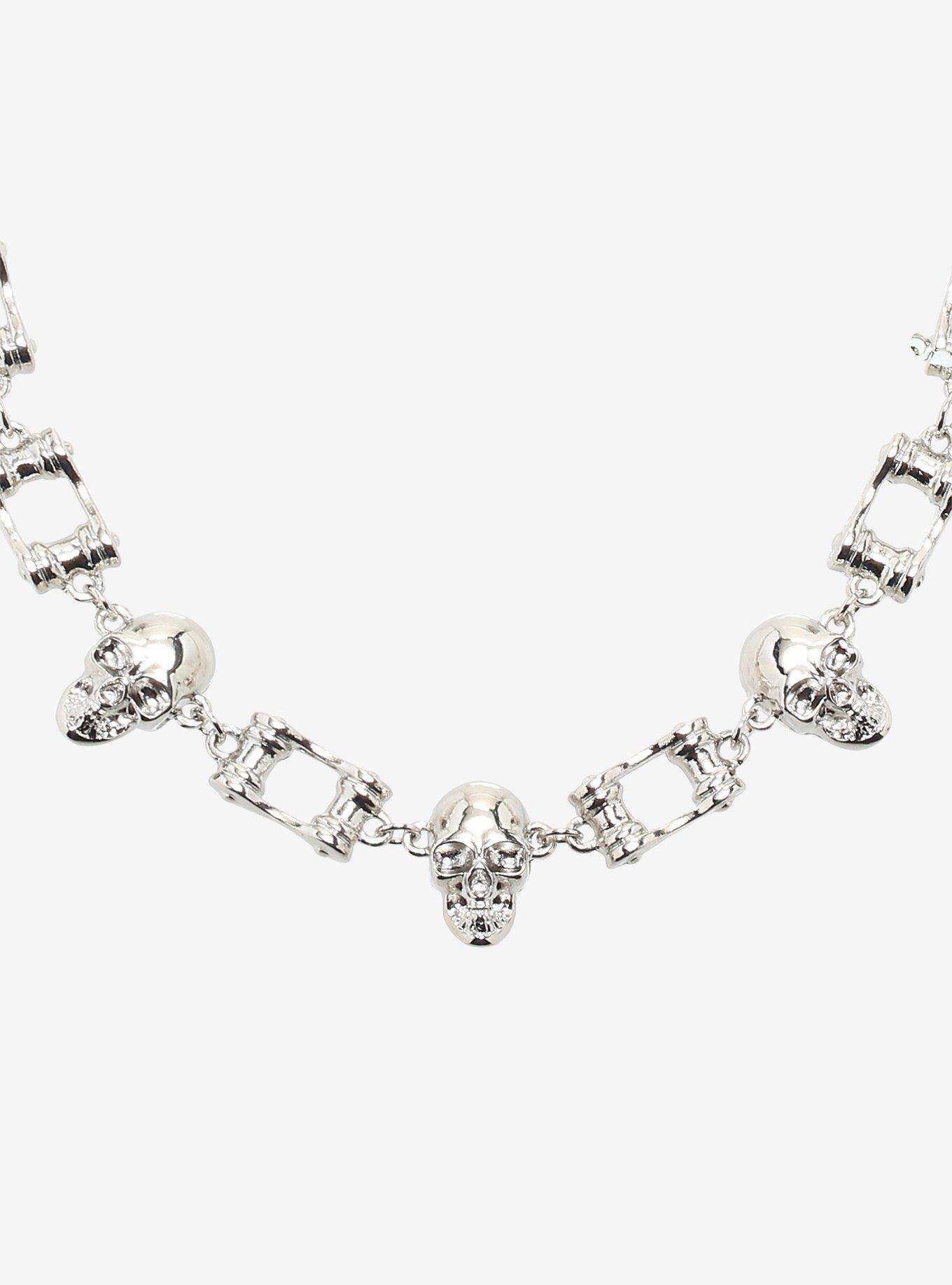 Metal Gears Skull Necklace, , alternate