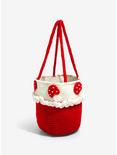 Crochet Red Mushroom Round Bucket Bag, , alternate