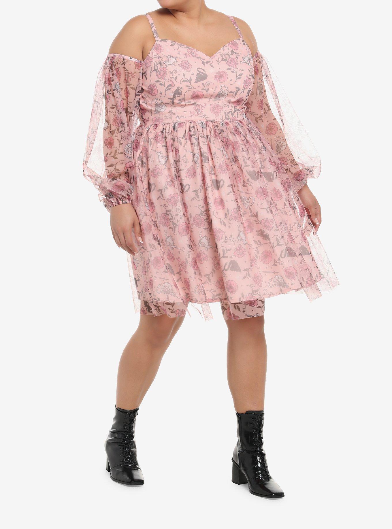 The School For Good And Evil Evers Cold Shoulder Dress Plus Size, MULTI FORAL, alternate