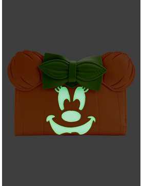 Loungefly Disney Minnie Mouse Pumpkin Glow-In-The-Dark Flap Wallet, , hi-res