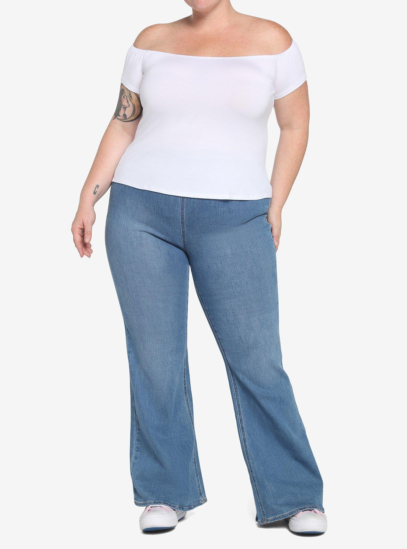 White Off-The-Shoulder Top Plus Size, CLOUD DANCER, alternate
