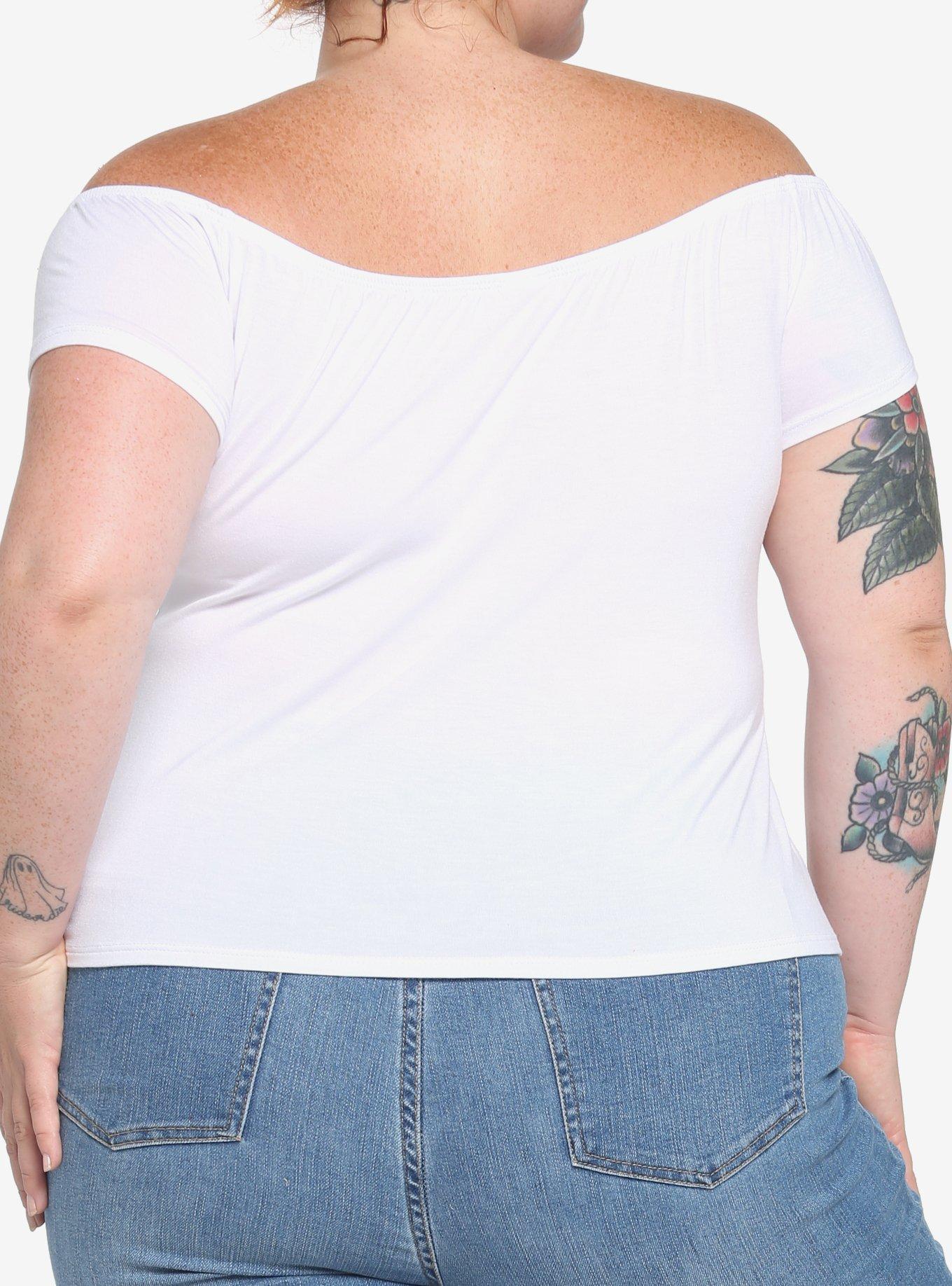 White Off-The-Shoulder Top Plus Size, CLOUD DANCER, alternate