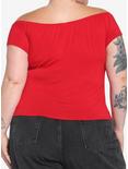 Red Off-The-Shoulder Top Plus Size, RED, alternate