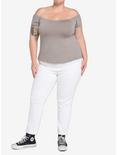 Taupe Off-The-Shoulder Top Plus Size, TAUPE, alternate