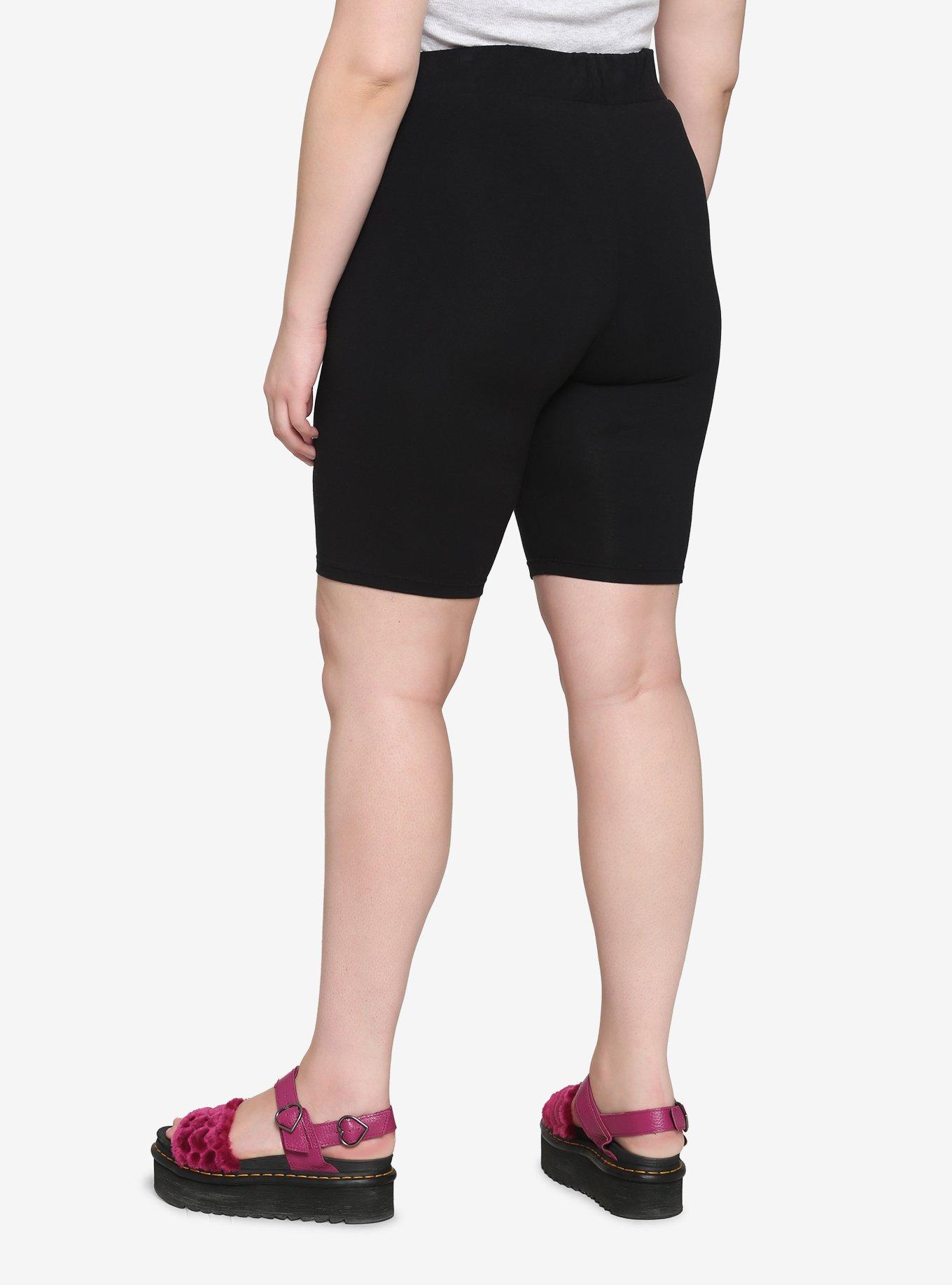 Black 10 Inch Inseam Bike Shorts Plus Size, , hi-res