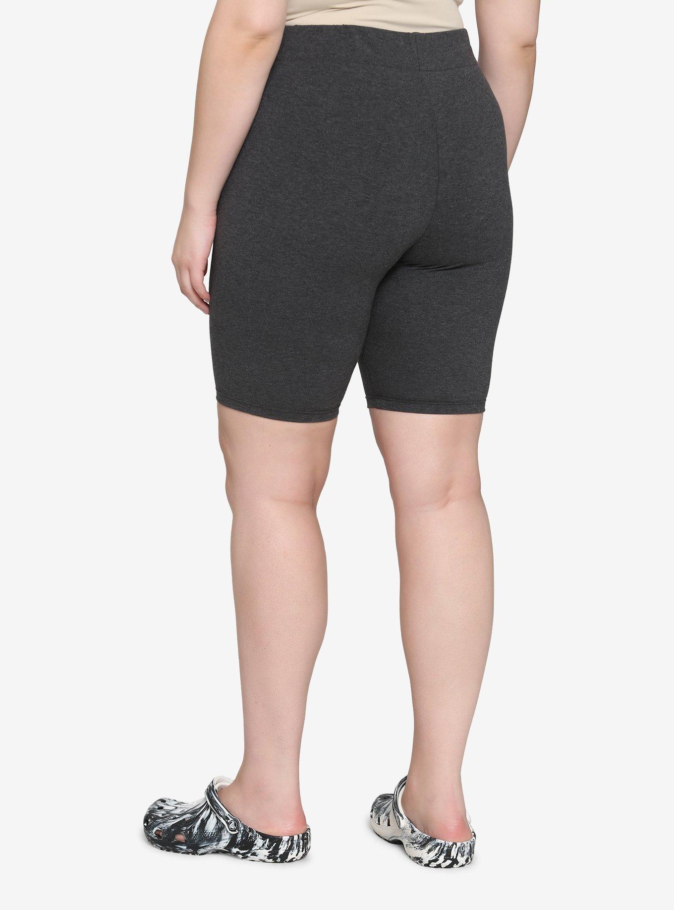 Charcoal Grey 10 Inch Inseam Bike Shorts Plus Size, , hi-res