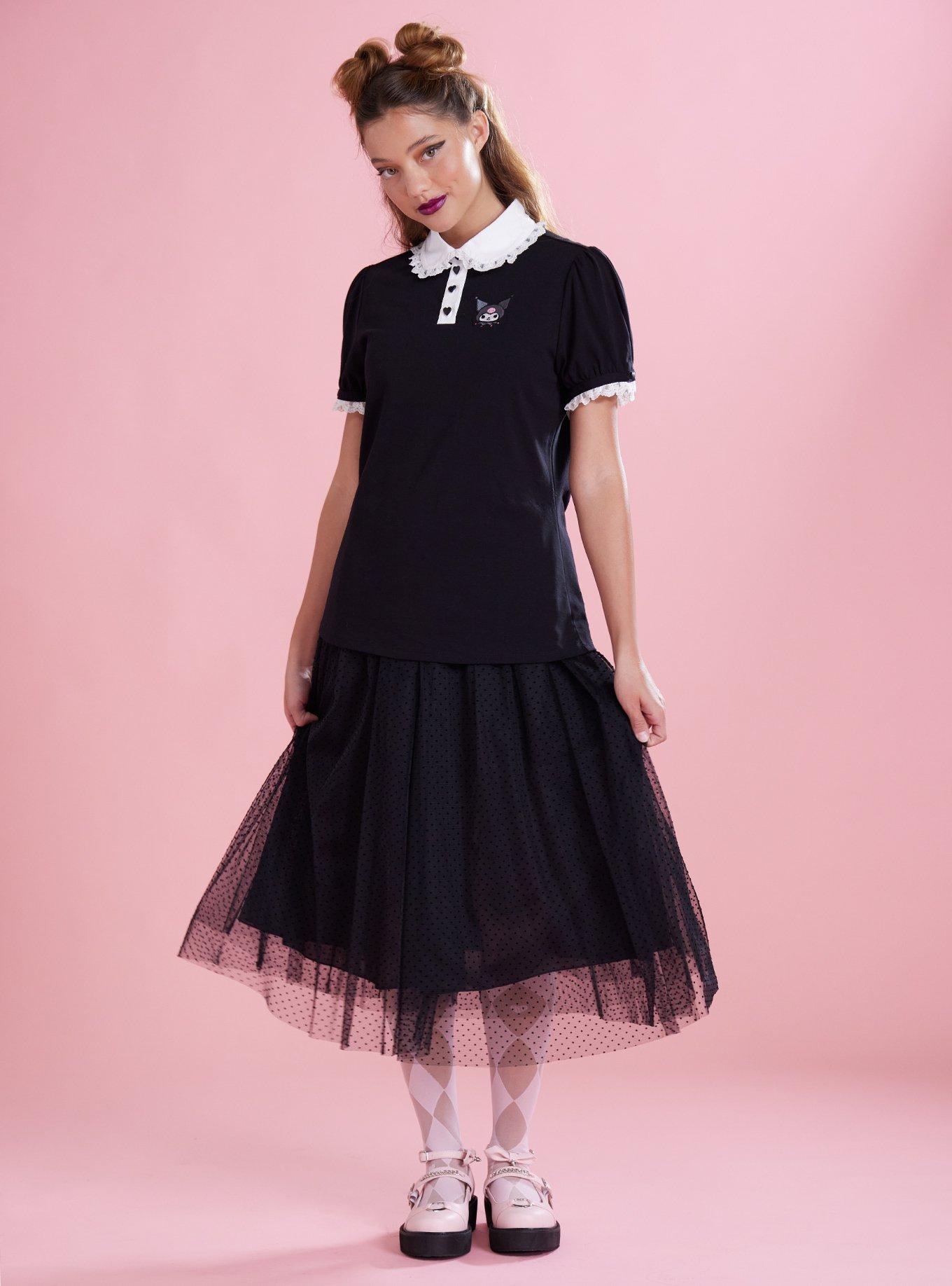 Kuromi Lace Collared Girls Top, MULTI, alternate