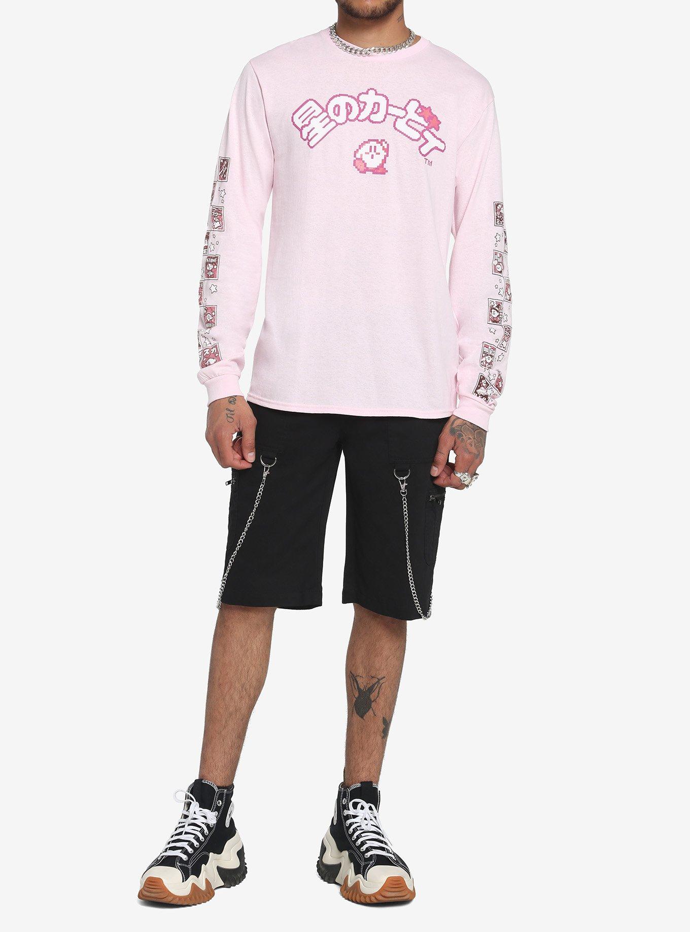 Kirby 8-Bit Star Checkered Long-Sleeve T-Shirt, PINK, alternate