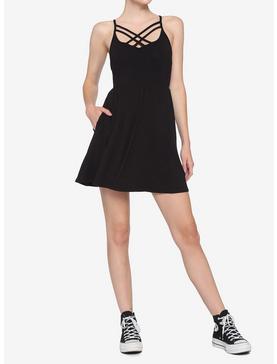 Black Front Strappy Dress, , hi-res