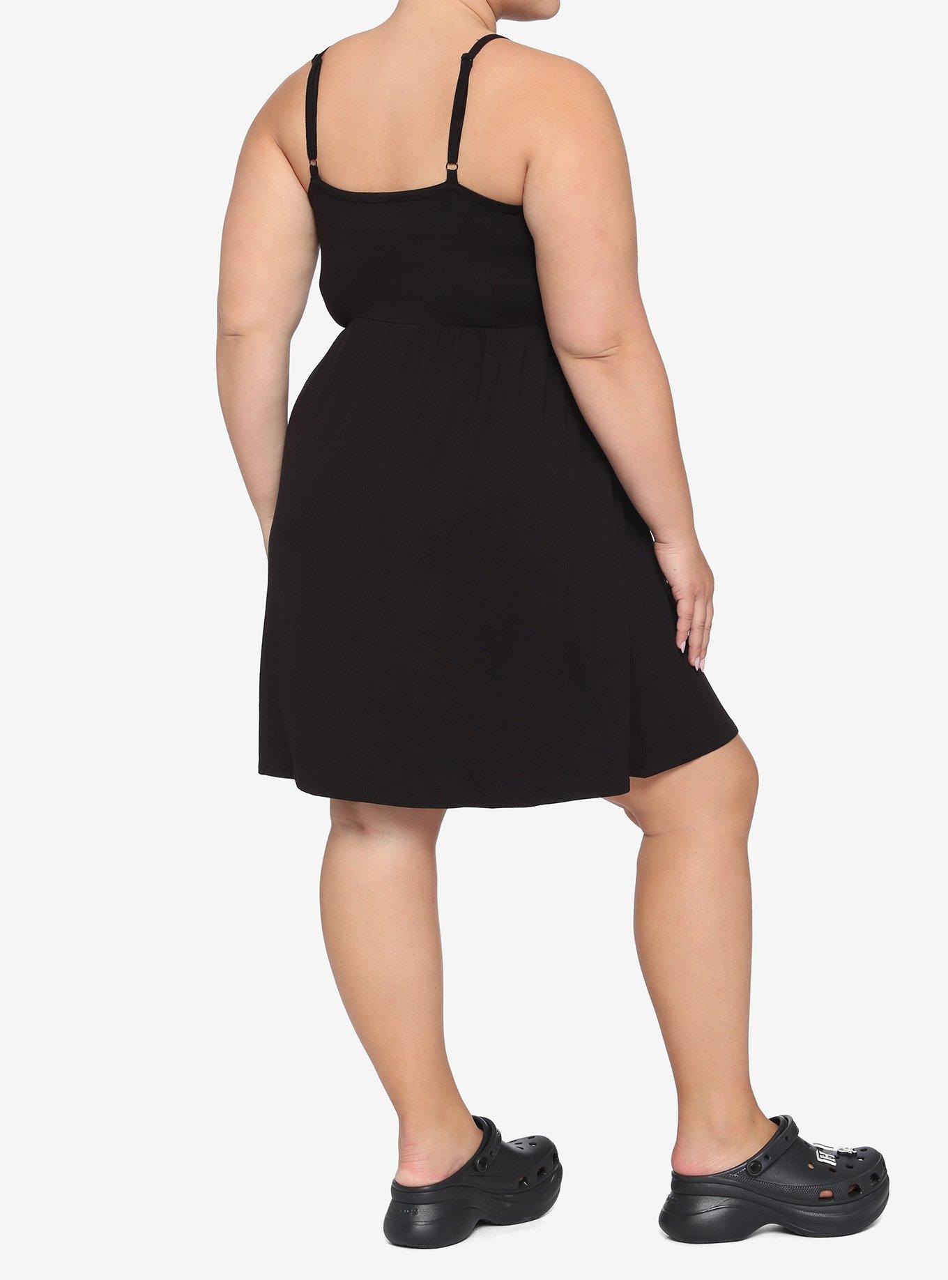 Black Front Strappy Dress Plus Size, BLACK, alternate