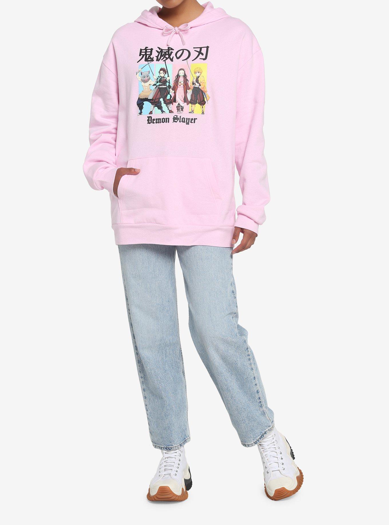 Demon Slayer: Kimetsu No Yaiba Pink Group Panel Girls Hoodie, MULTI, alternate