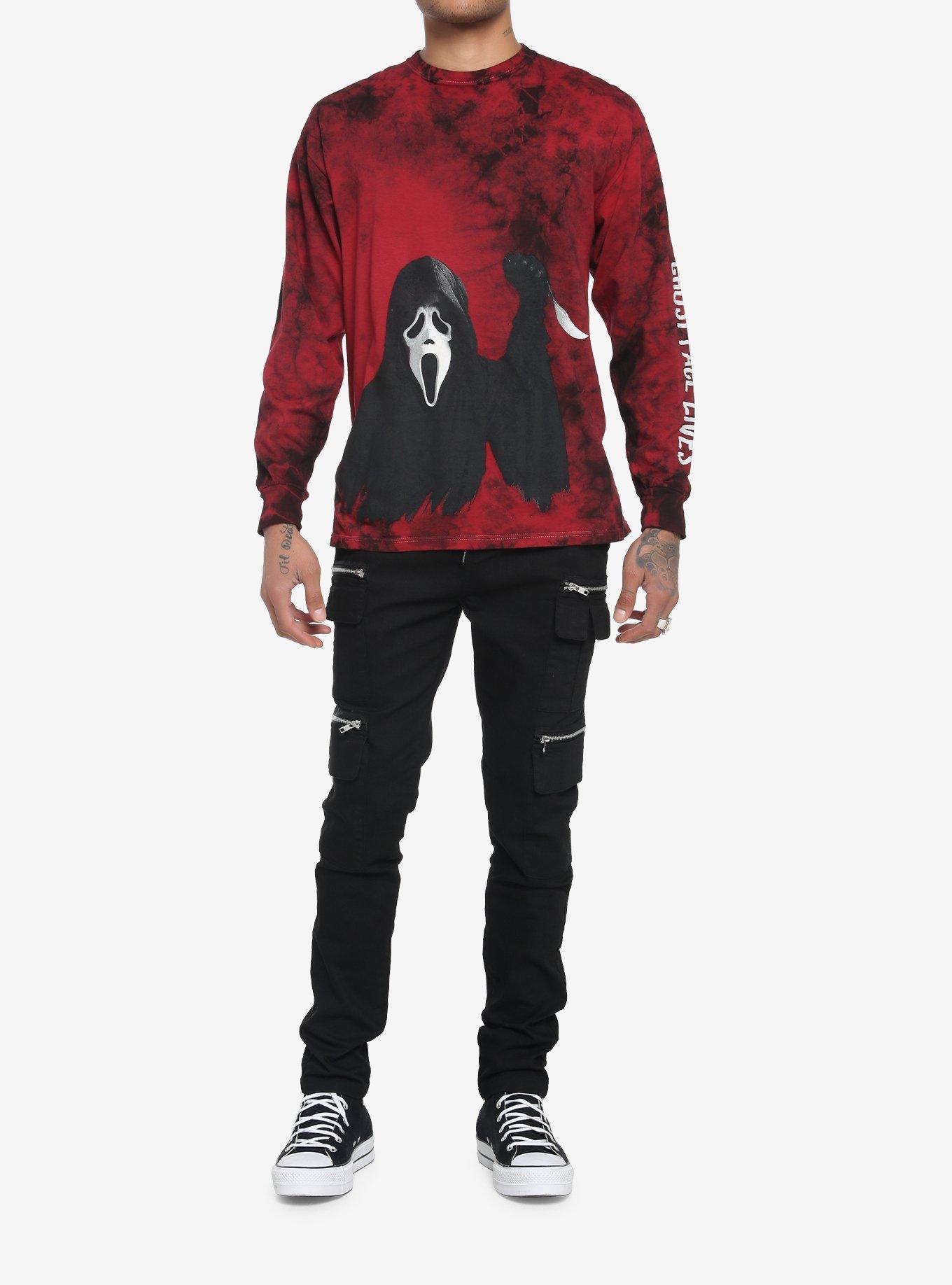 Scream Ghost Face Red Wash Long-Sleeve T-Shirt, MULTI, alternate