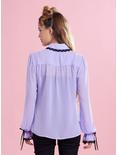 Kuromi Lavender Sheer Woven Long-Sleeve Top, PURPLE, alternate
