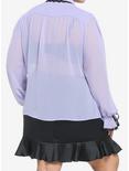 Kuromi Lavender Sheer Woven Long-Sleeve Top Plus Size, PURPLE, alternate