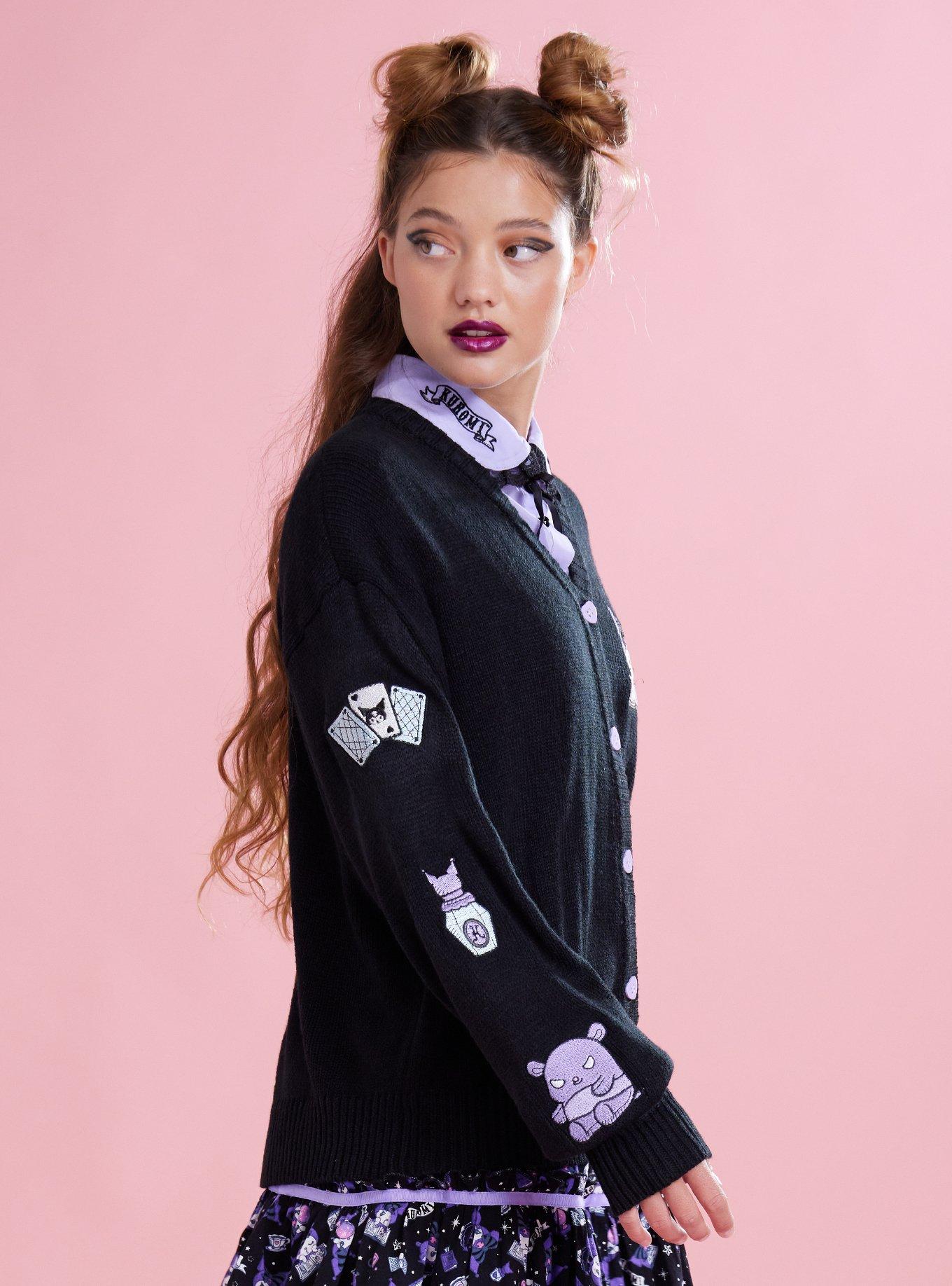 Kuromi Fortune Teller Skimmer Cardigan, BLACK  PURPLE, alternate