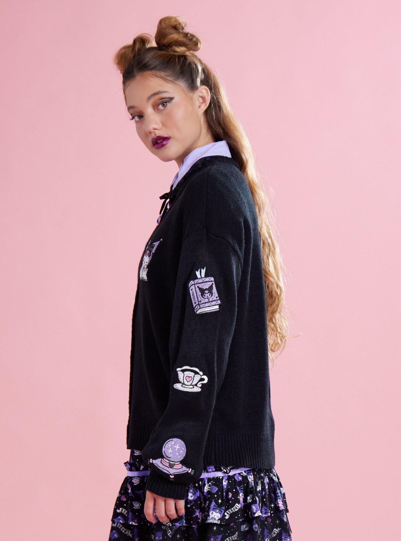 Kuromi Fortune Teller Skimmer Cardigan, BLACK  PURPLE, alternate
