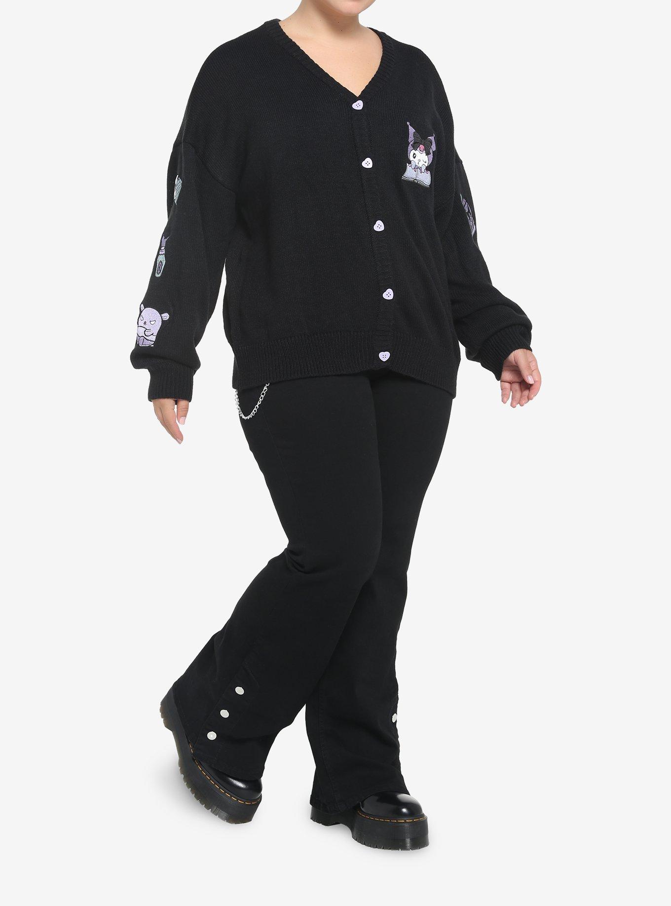 Kuromi Fortune Teller Skimmer Cardigan Plus Size, BLACK  PURPLE, alternate