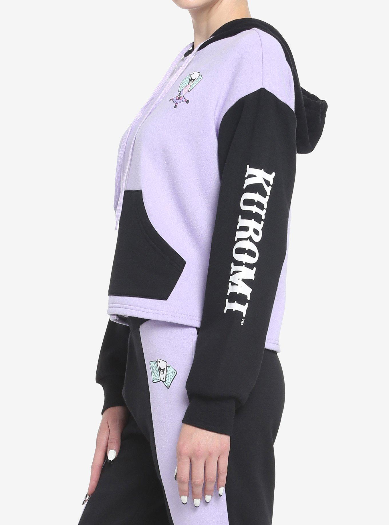 Kuromi Fortune Teller Color-Block Skimmer Hoodie, BLACK  PURPLE, alternate
