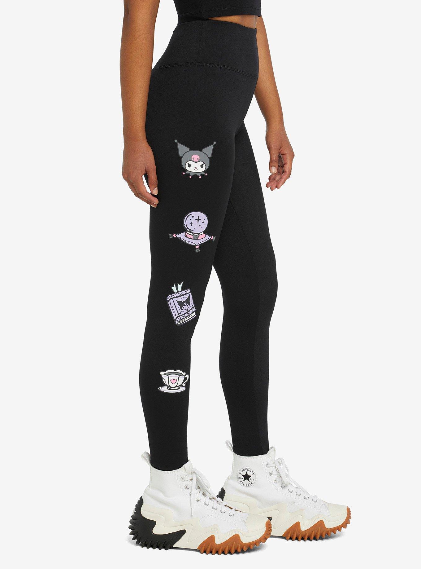 Kuromi Fortune Teller Leggings, BLACK  PURPLE, alternate