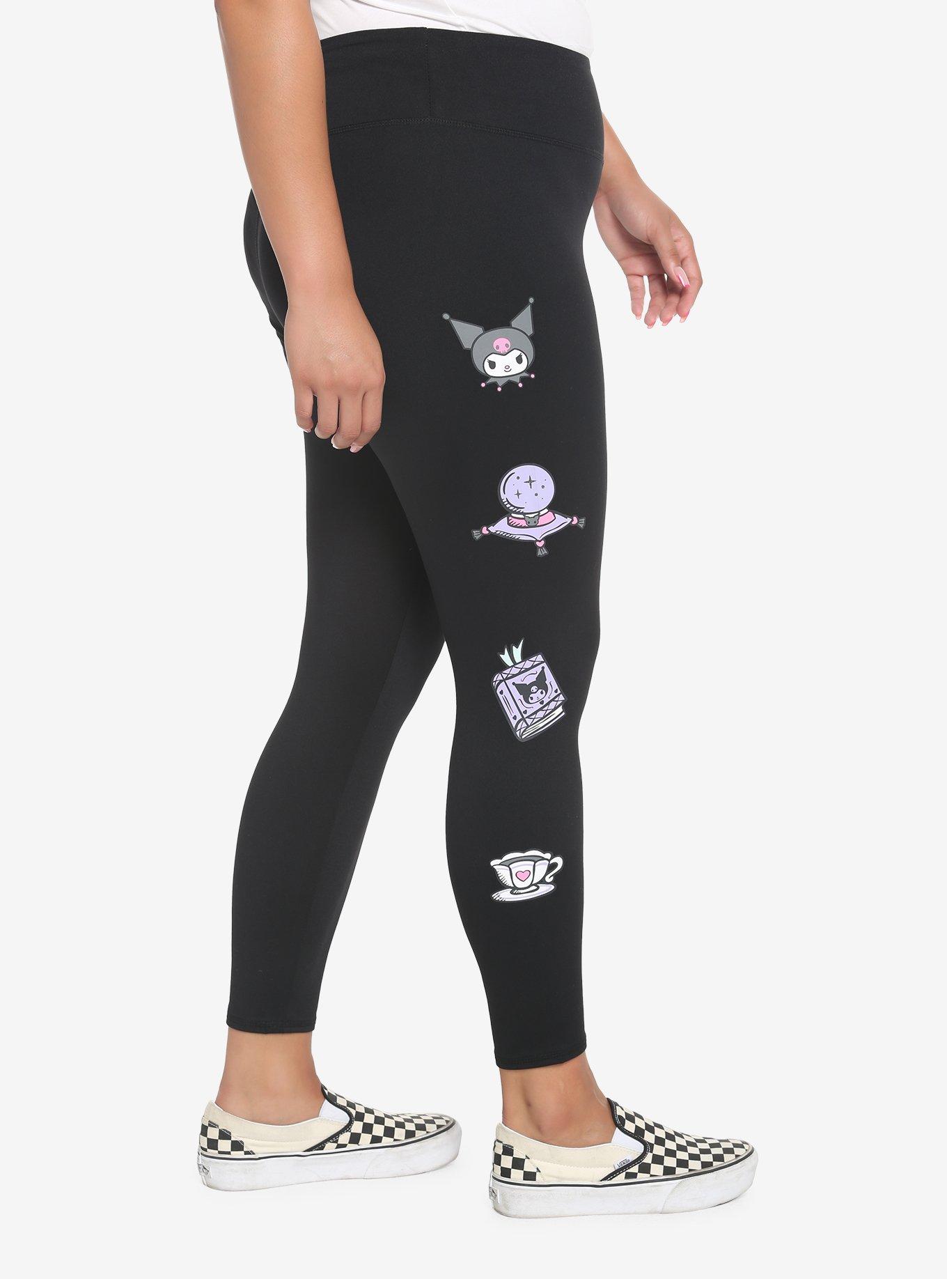 Kuromi Fortune Teller Leggings Plus Size, BLACK  PURPLE, alternate