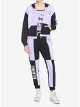 Kuromi Fortune Teller Color-Block Sweatpants, BLACK  PURPLE, alternate