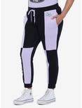 Kuromi Fortune Teller Color-Block Sweatpants Plus Size, BLACK  PURPLE, alternate