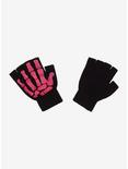 Pink Skeleton Fingerless Gloves, , alternate